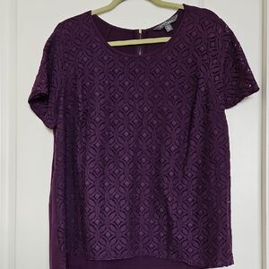 Market & Spruce Deep Purple Lace Blouse